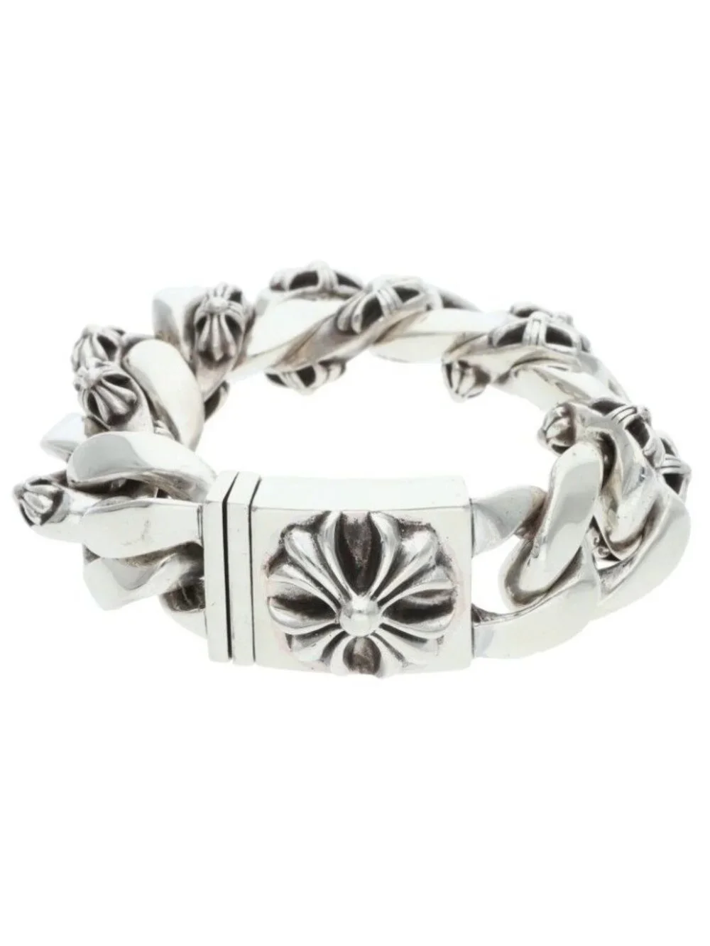 Chrome Hearts Fancy Chx Large Box ID Silver Bracelet